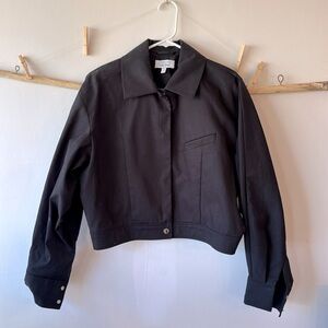 Black trucker cropped bomber jacket NWOT